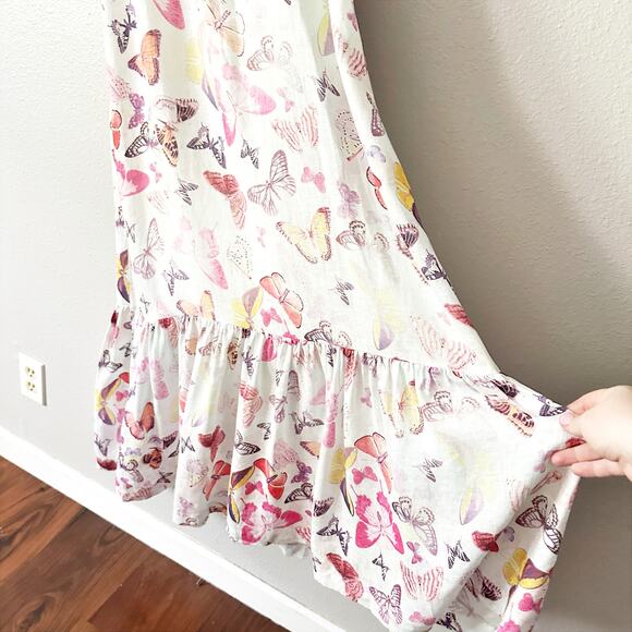 Hale Bob Butterfly 100% Linen Midi Spaghetti Strap Sun Dress women's size small - Picture 7 of 12